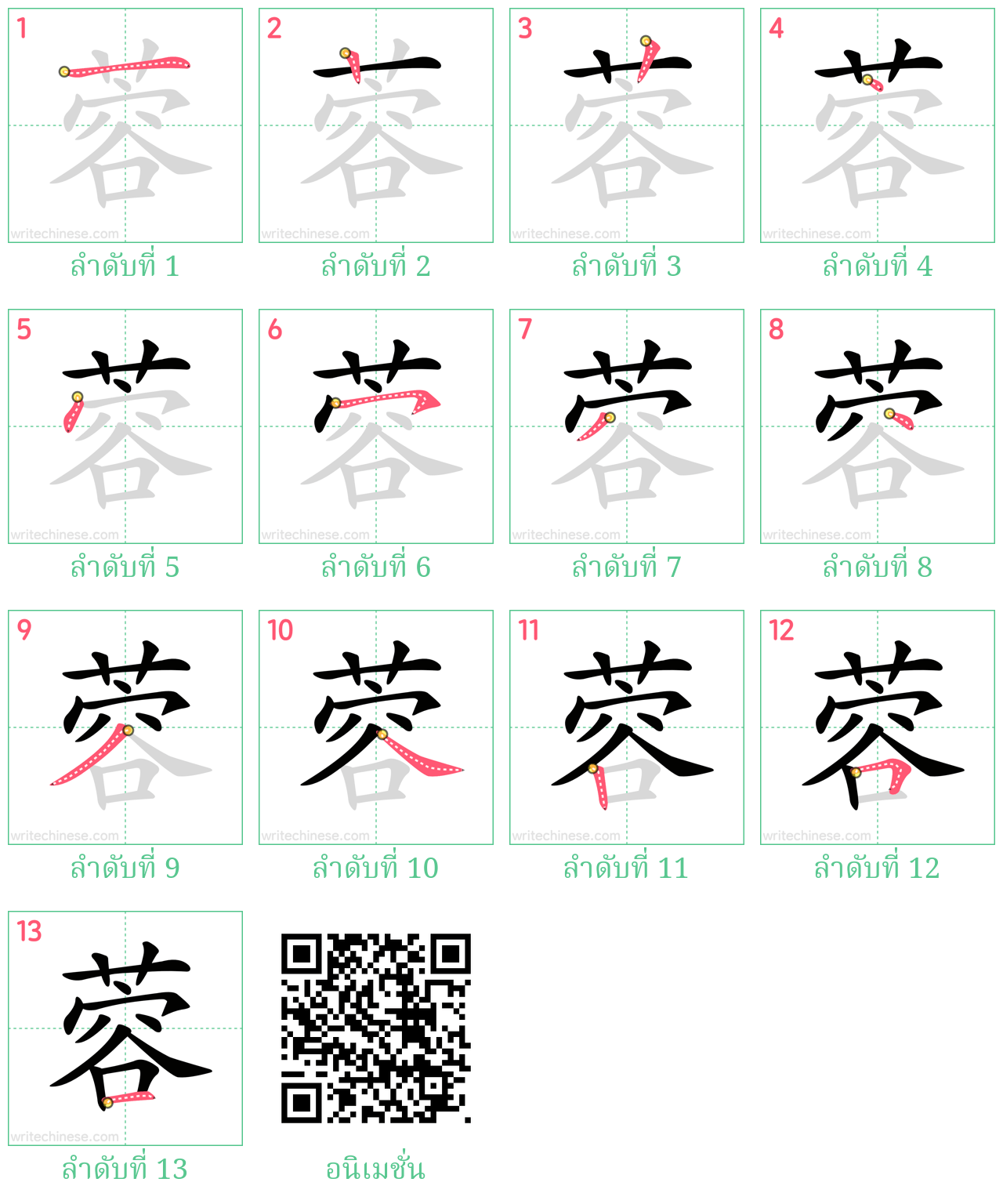 蓉 ลำดับการเขียน