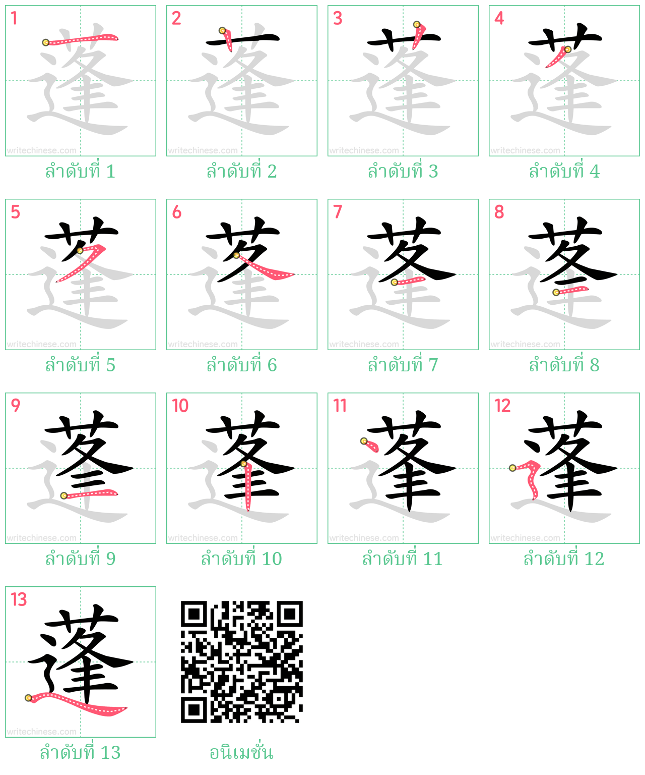 蓬 ลำดับการเขียน