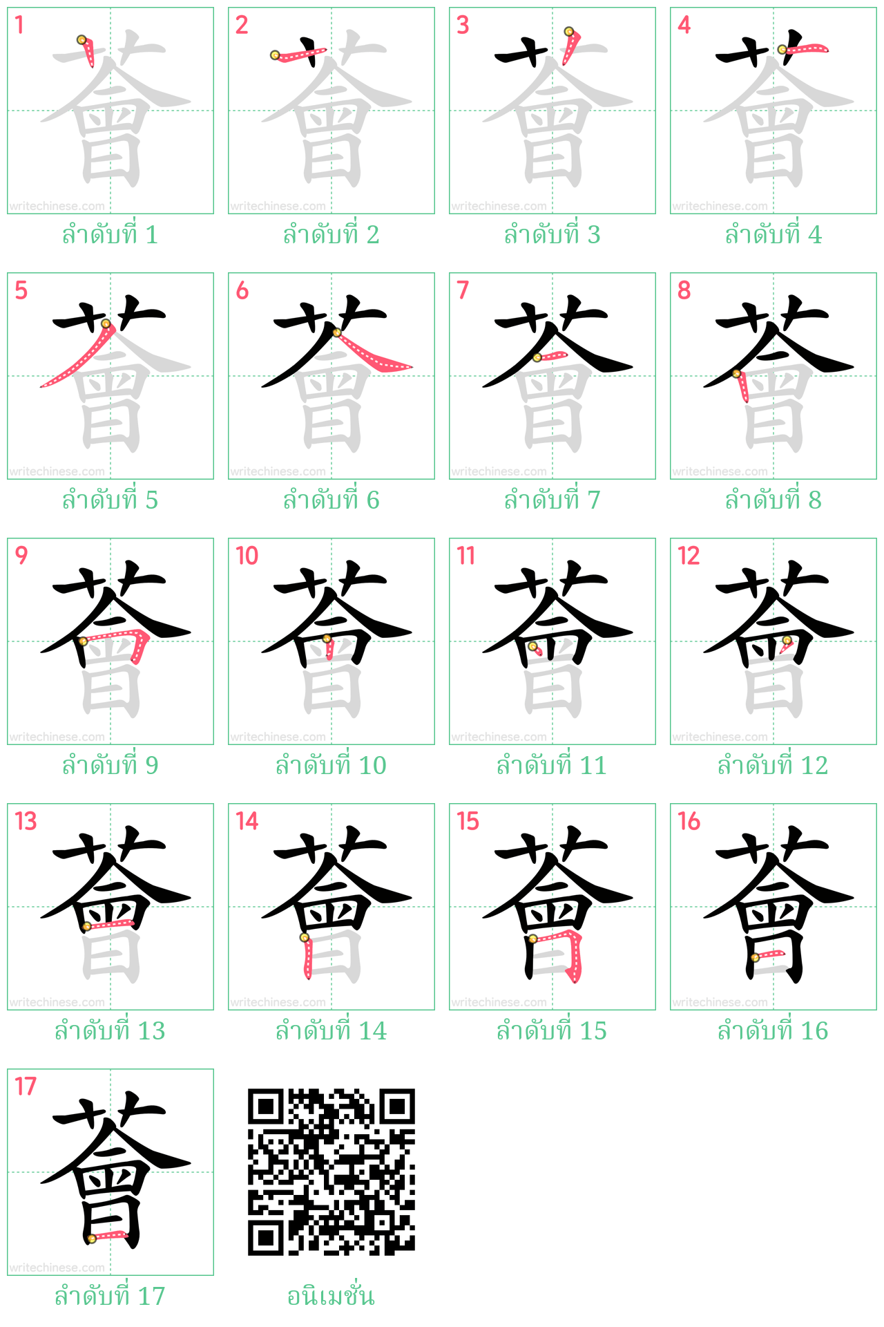 薈 ลำดับการเขียน