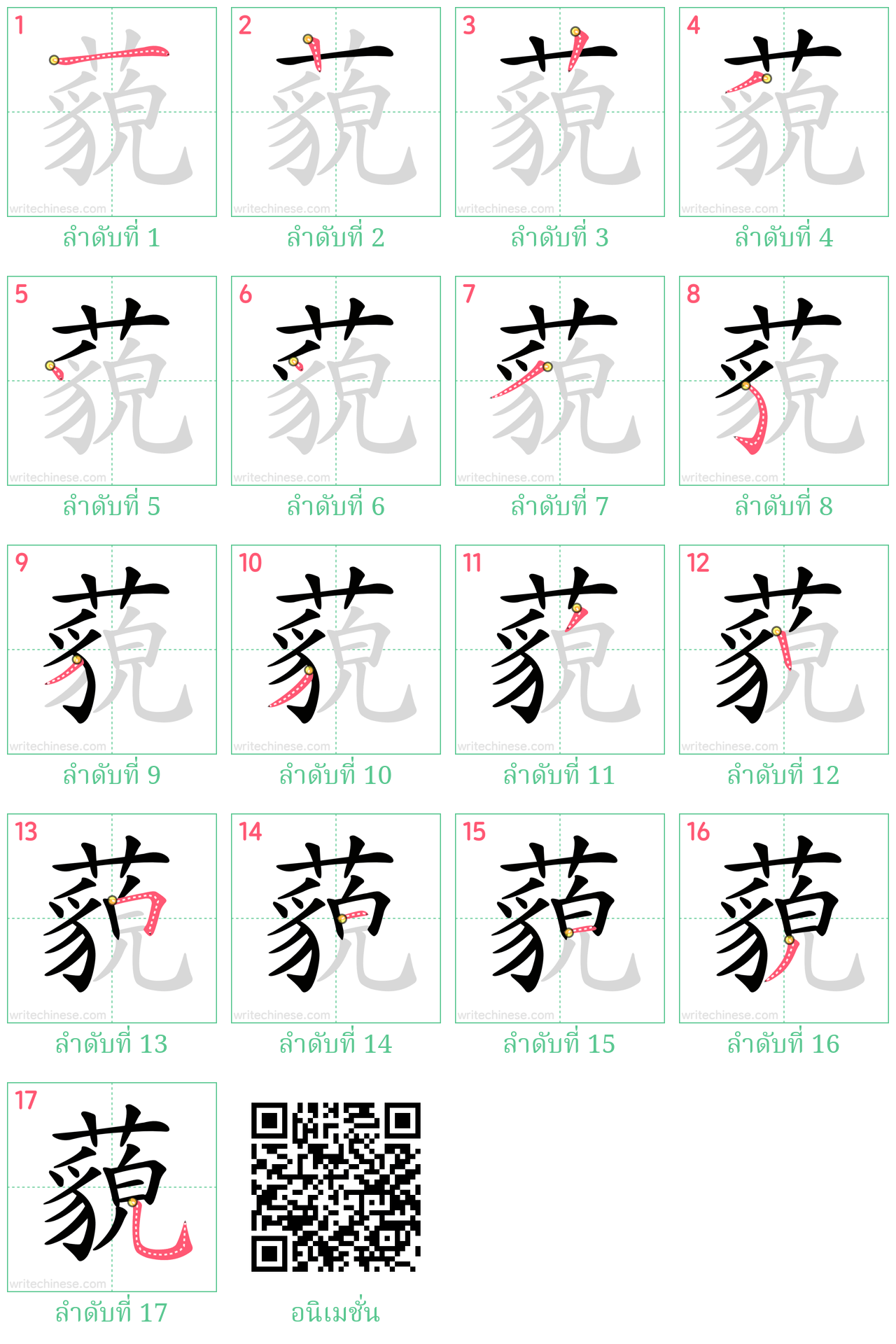 藐 ลำดับการเขียน