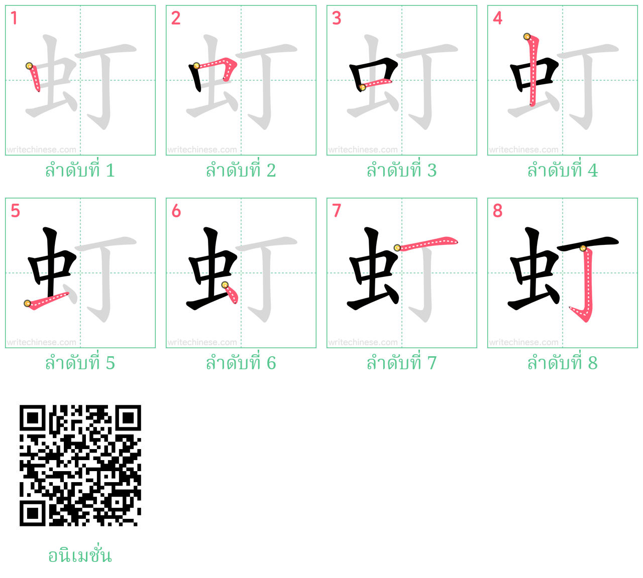 虰 ลำดับการเขียน