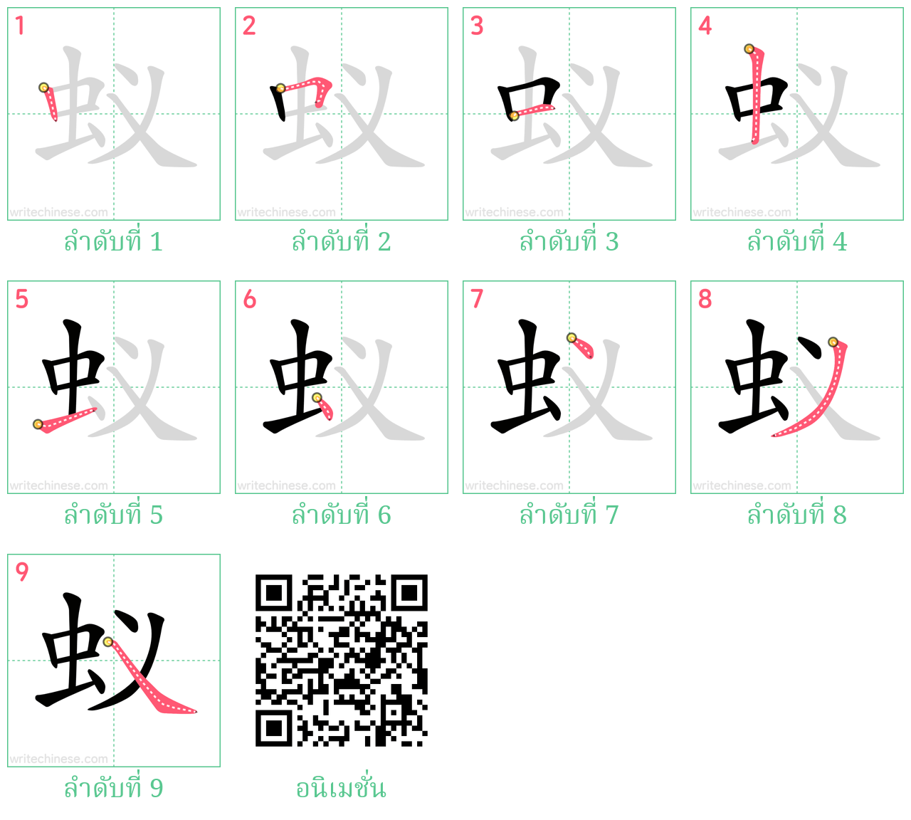 蚁 ลำดับการเขียน