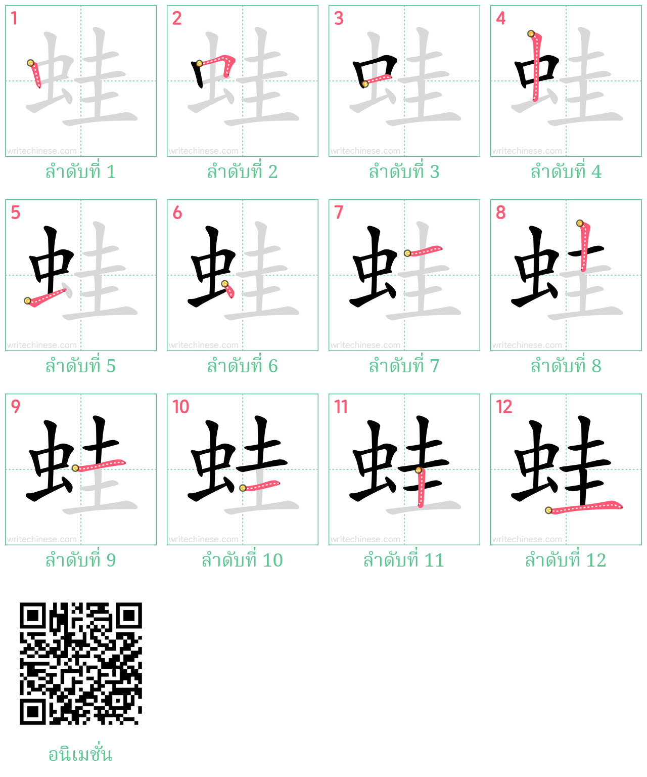 蛙 ลำดับการเขียน