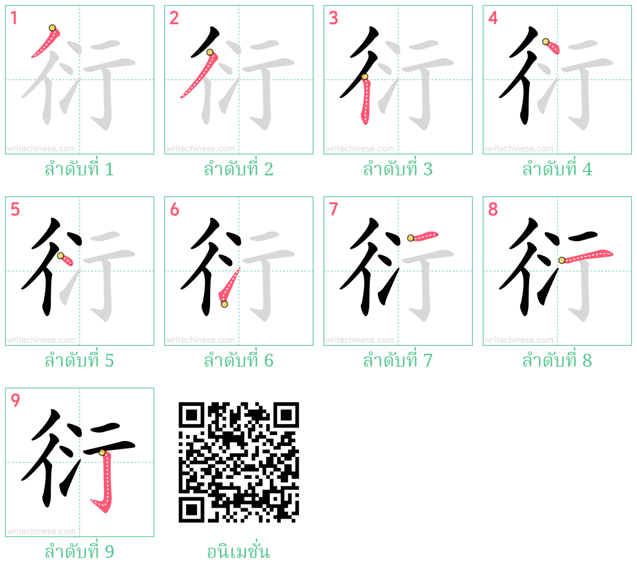 衍 ลำดับการเขียน