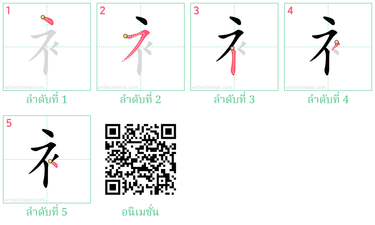 衤 ลำดับการเขียน