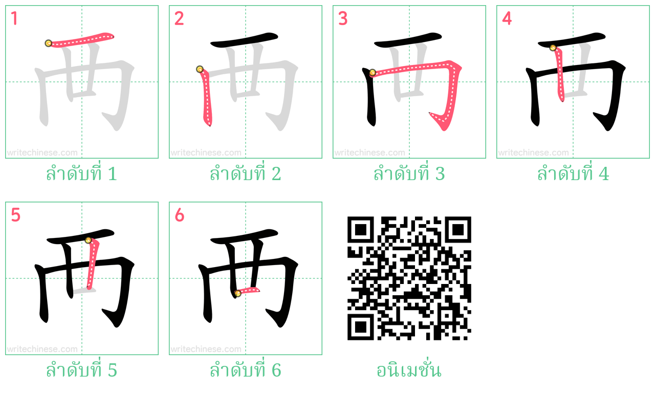 襾 ลำดับการเขียน