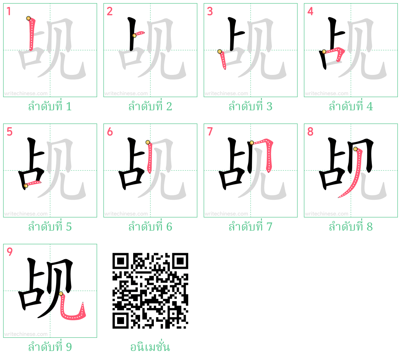 觇 ลำดับการเขียน