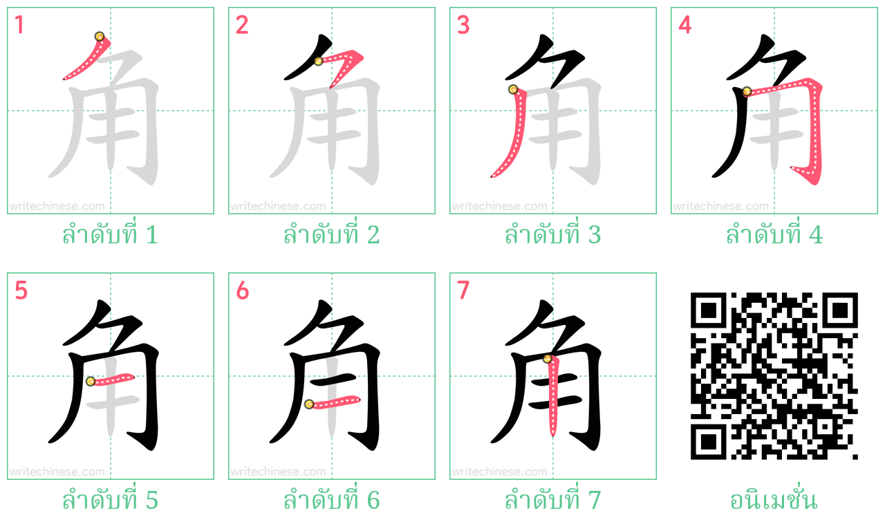 角 ลำดับการเขียน