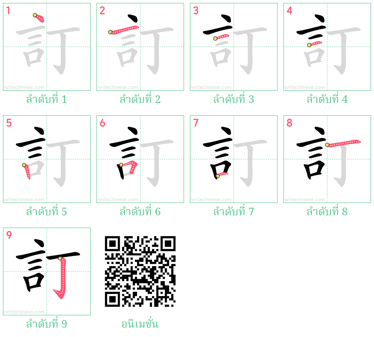 訂 ลำดับการเขียน