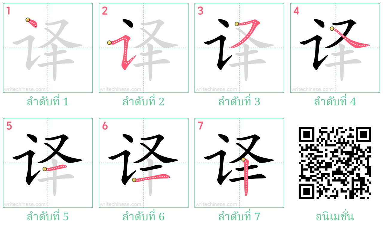 译 ลำดับการเขียน