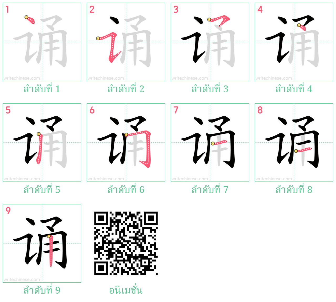 诵 ลำดับการเขียน