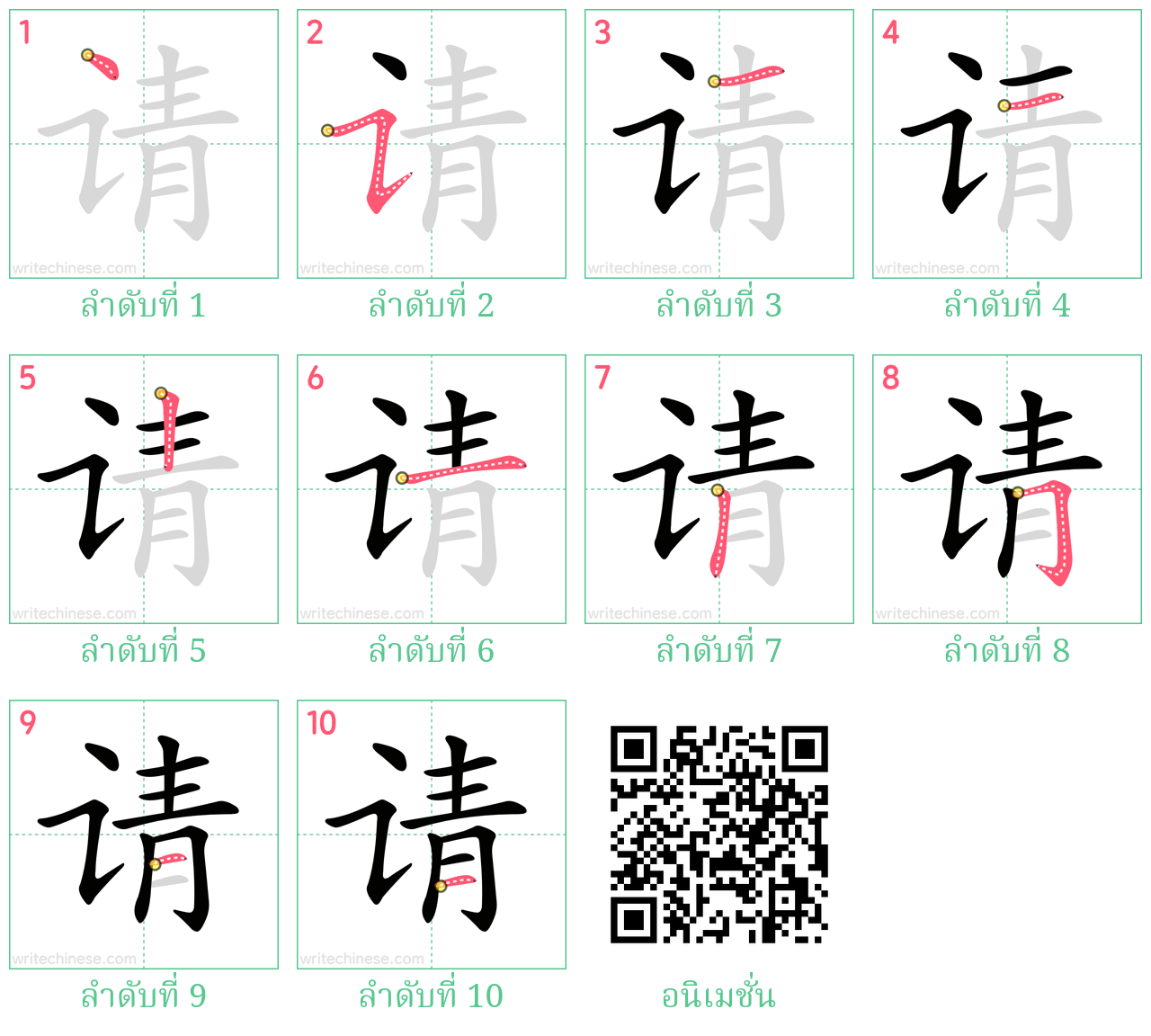 请 ลำดับการเขียน