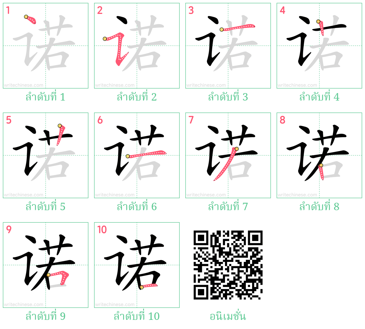 诺 ลำดับการเขียน