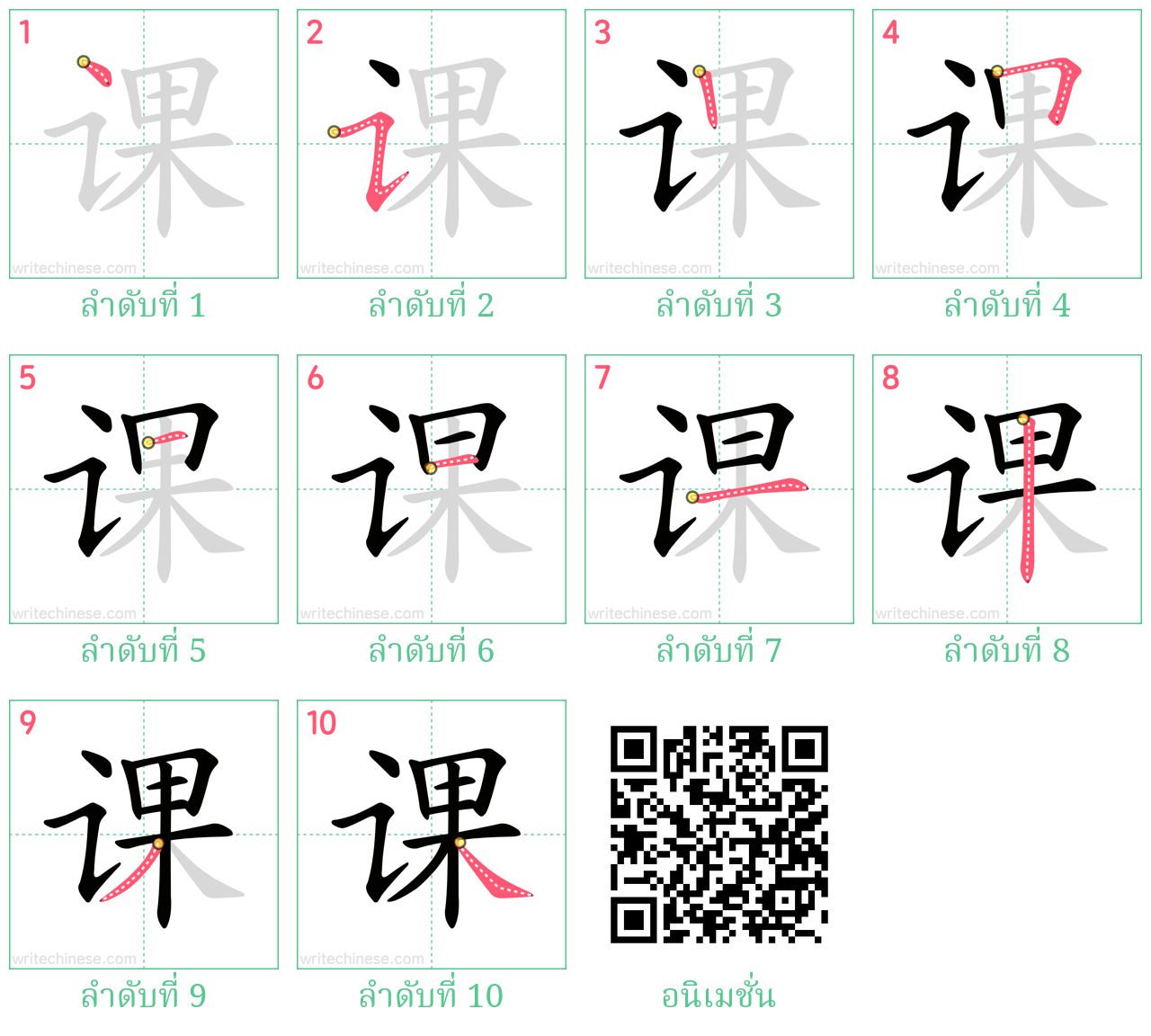 课 ลำดับการเขียน