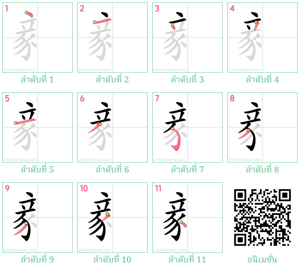 豙 ลำดับการเขียน