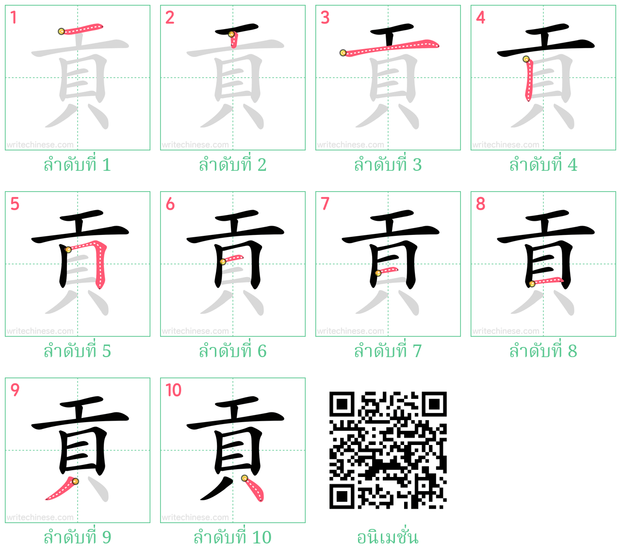 貢 ลำดับการเขียน