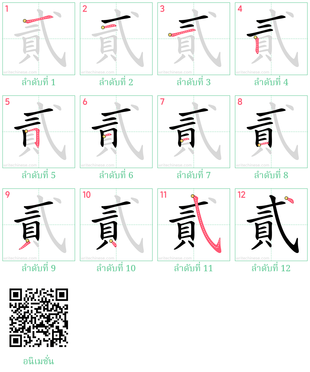 貳 ลำดับการเขียน