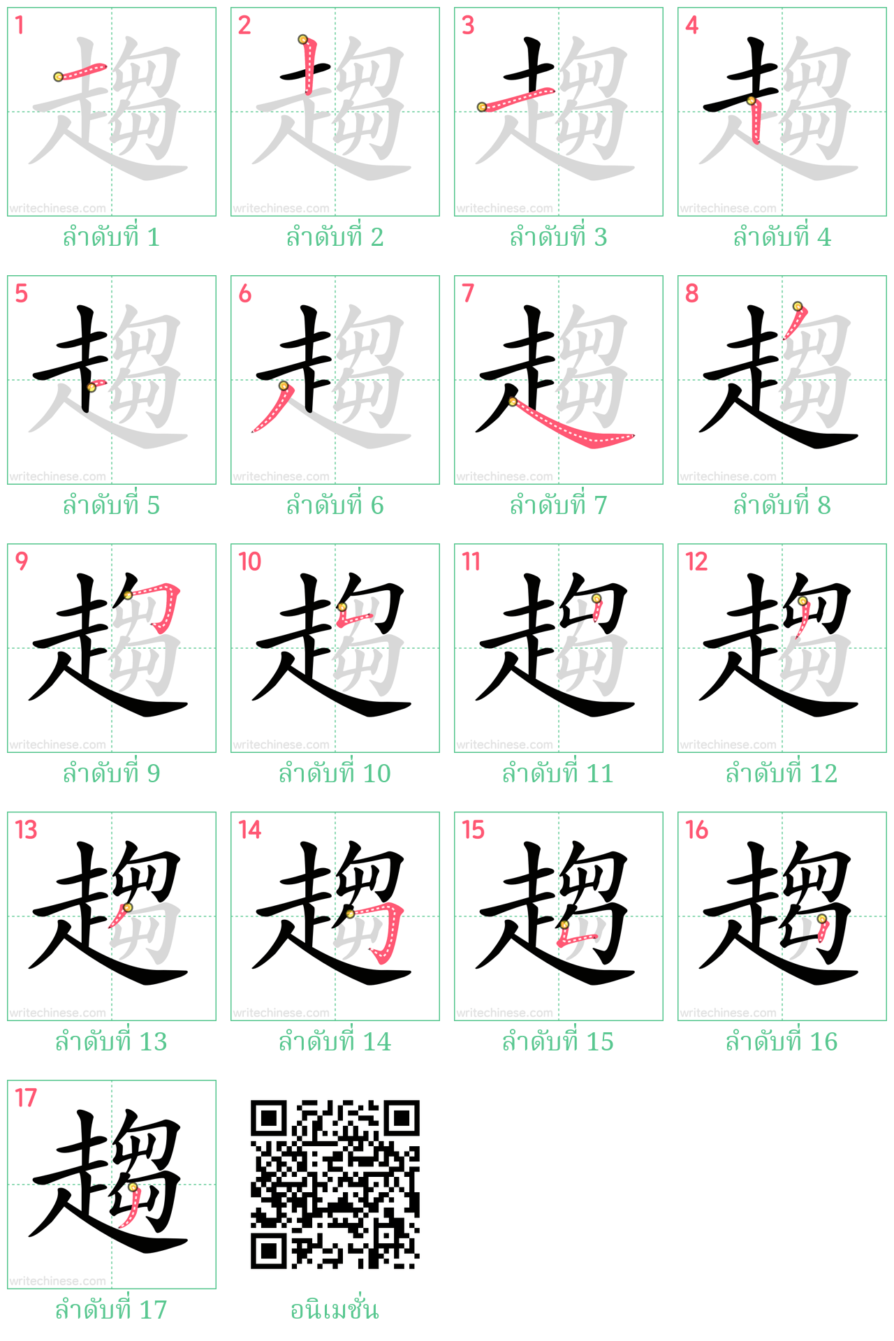 趨 ลำดับการเขียน