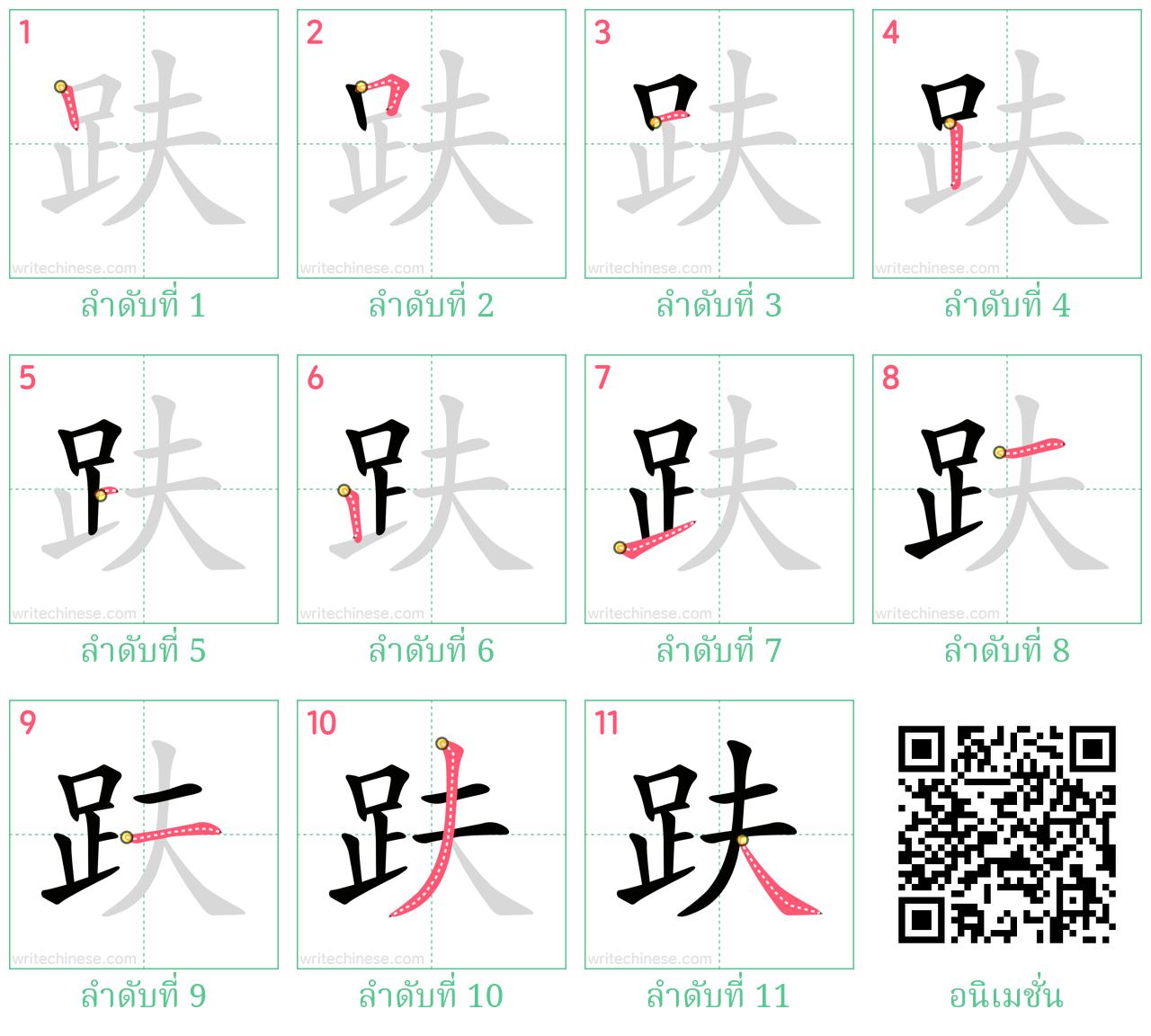 趺 ลำดับการเขียน