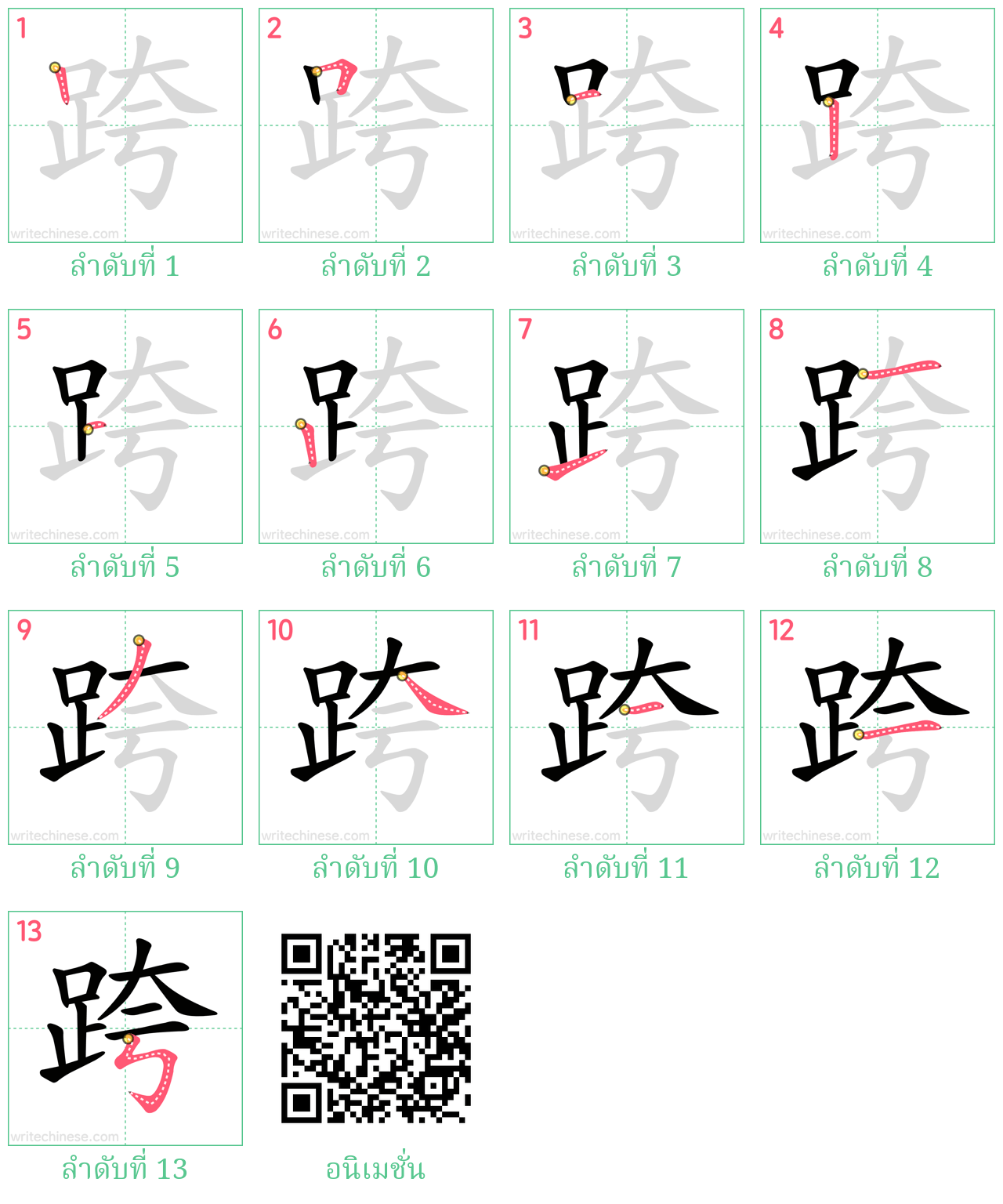 跨 ลำดับการเขียน