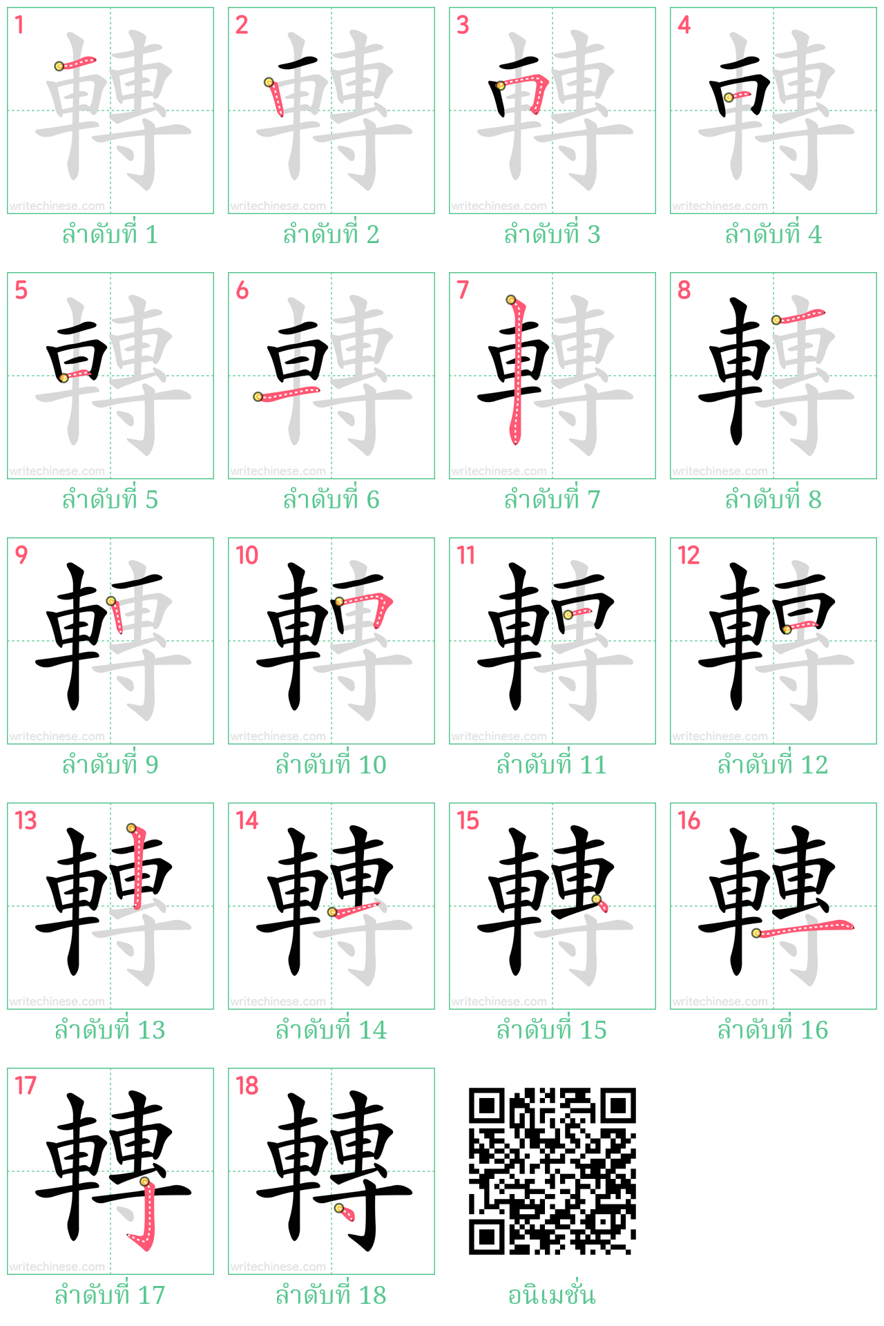 轉 ลำดับการเขียน