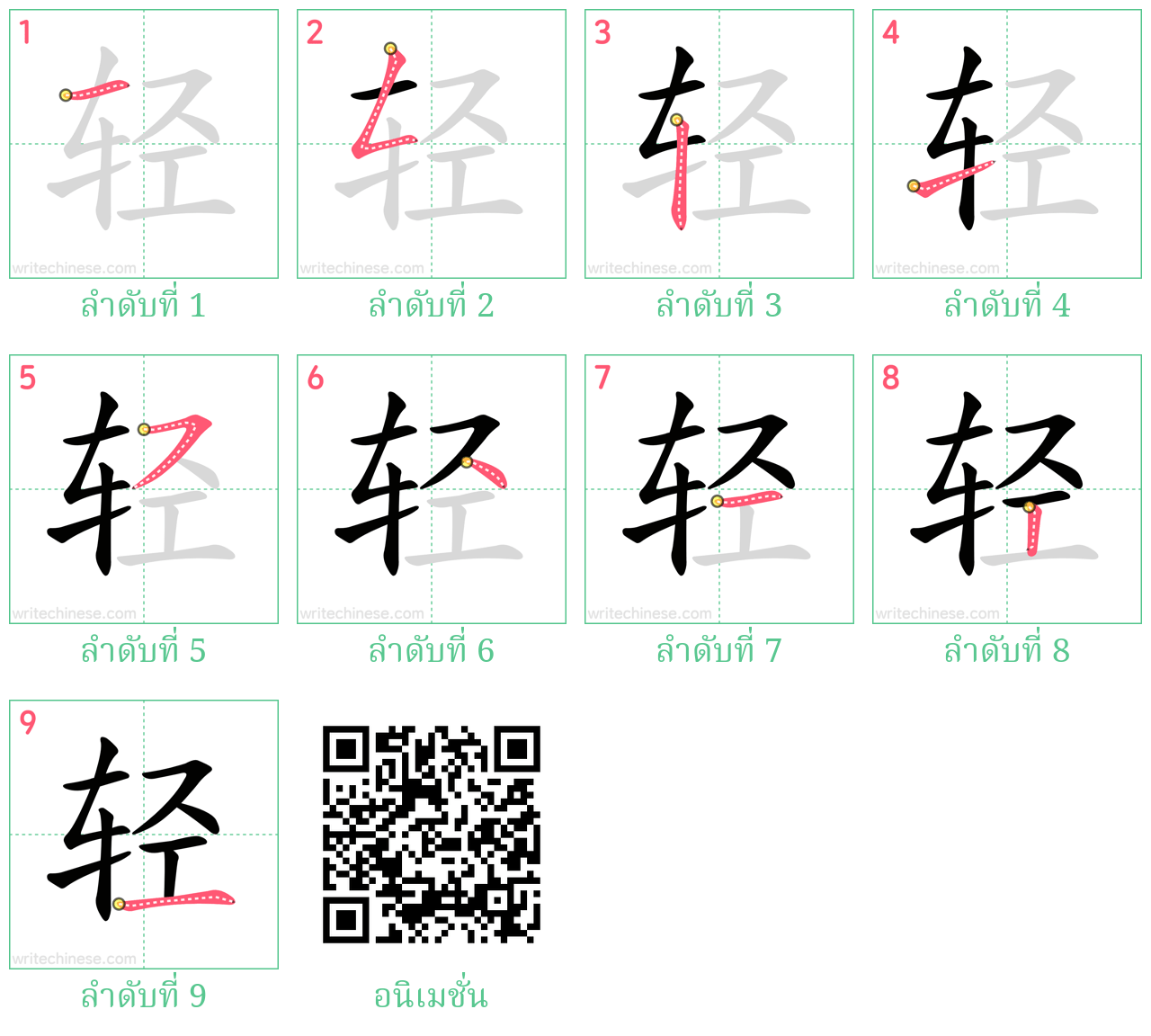 轻 ลำดับการเขียน