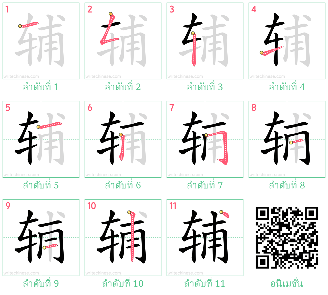 辅 ลำดับการเขียน