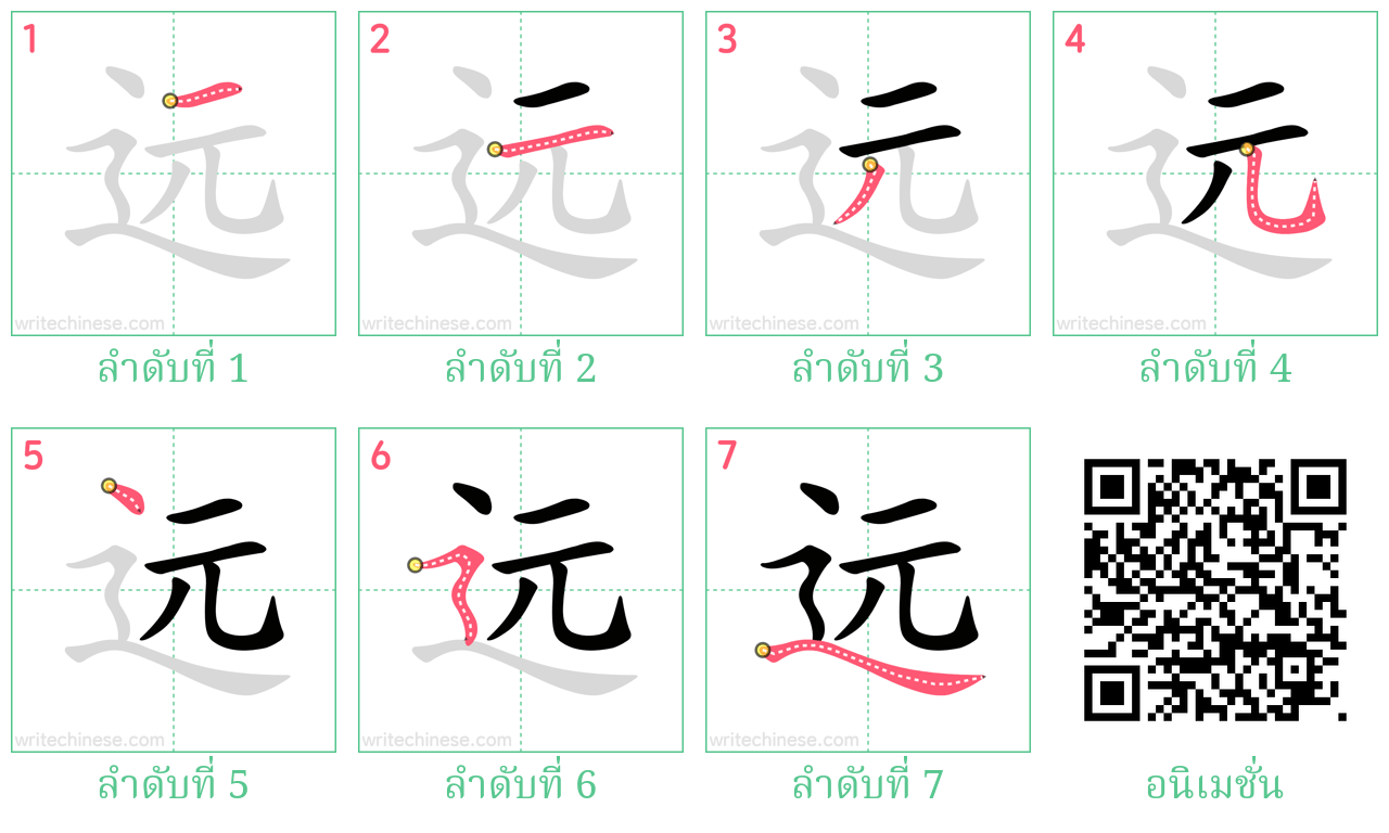 远 ลำดับการเขียน