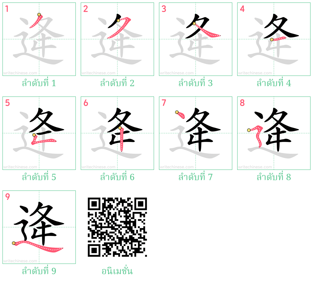 逄 ลำดับการเขียน