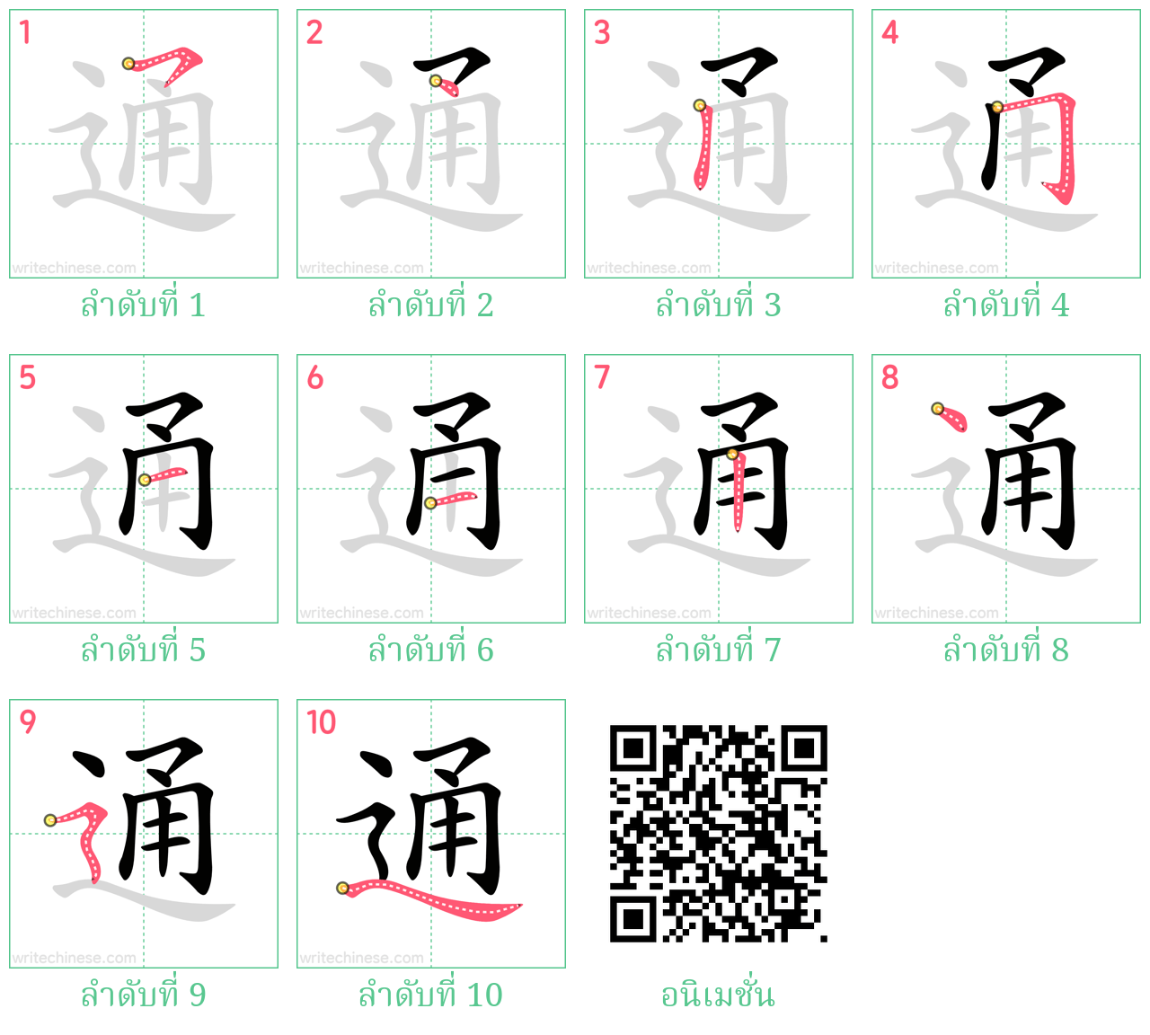 通 ลำดับการเขียน