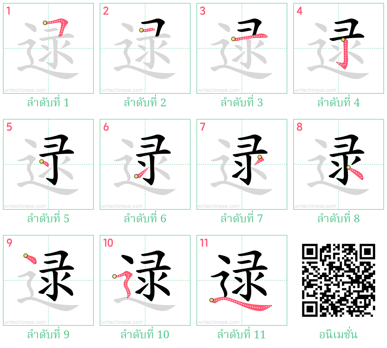 逯 ลำดับการเขียน