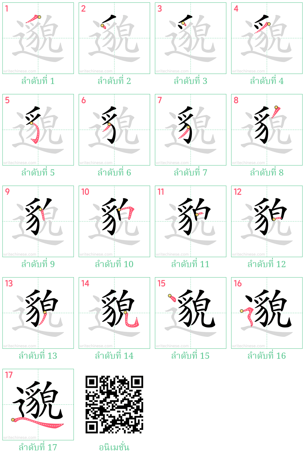 邈 ลำดับการเขียน