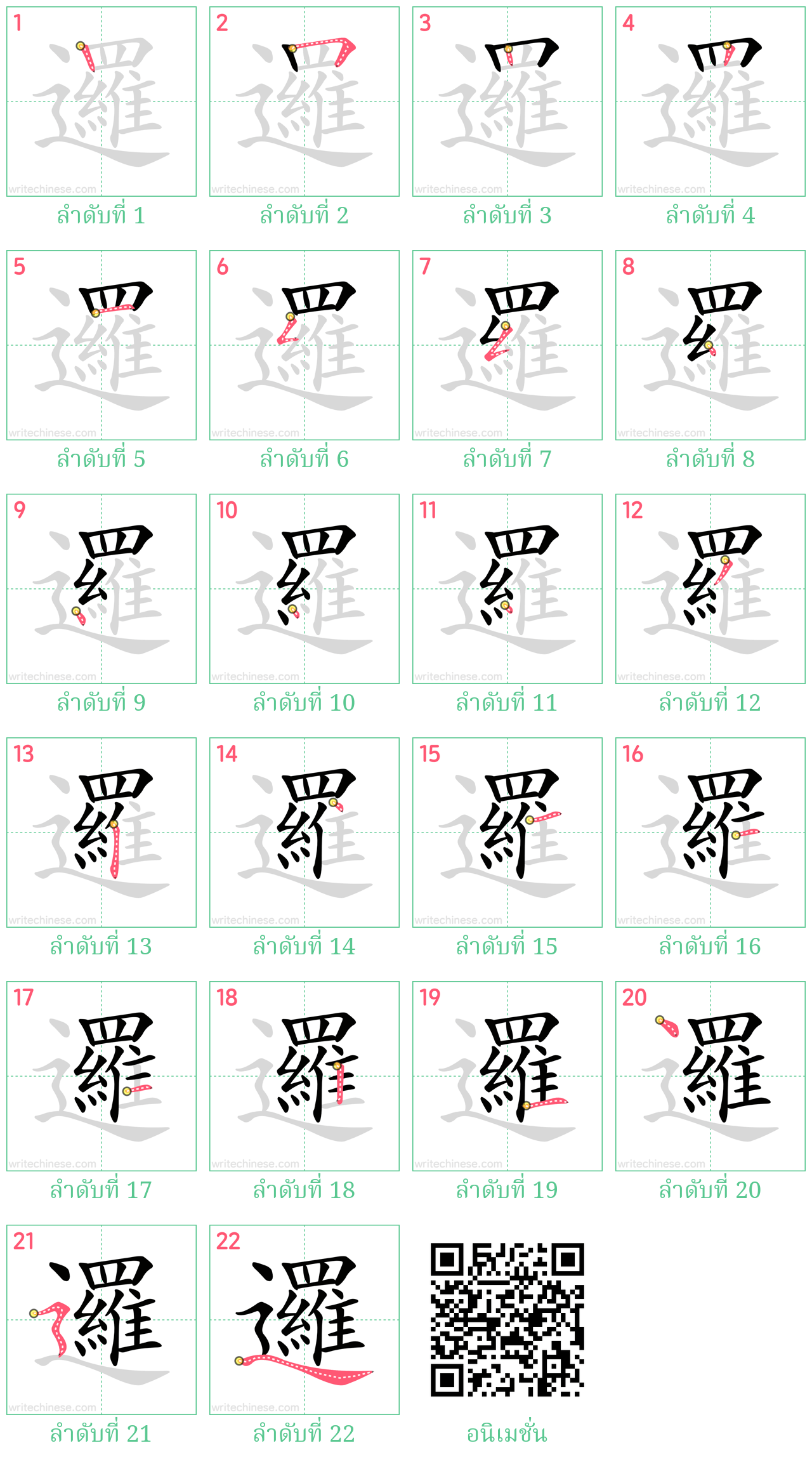 邏 ลำดับการเขียน