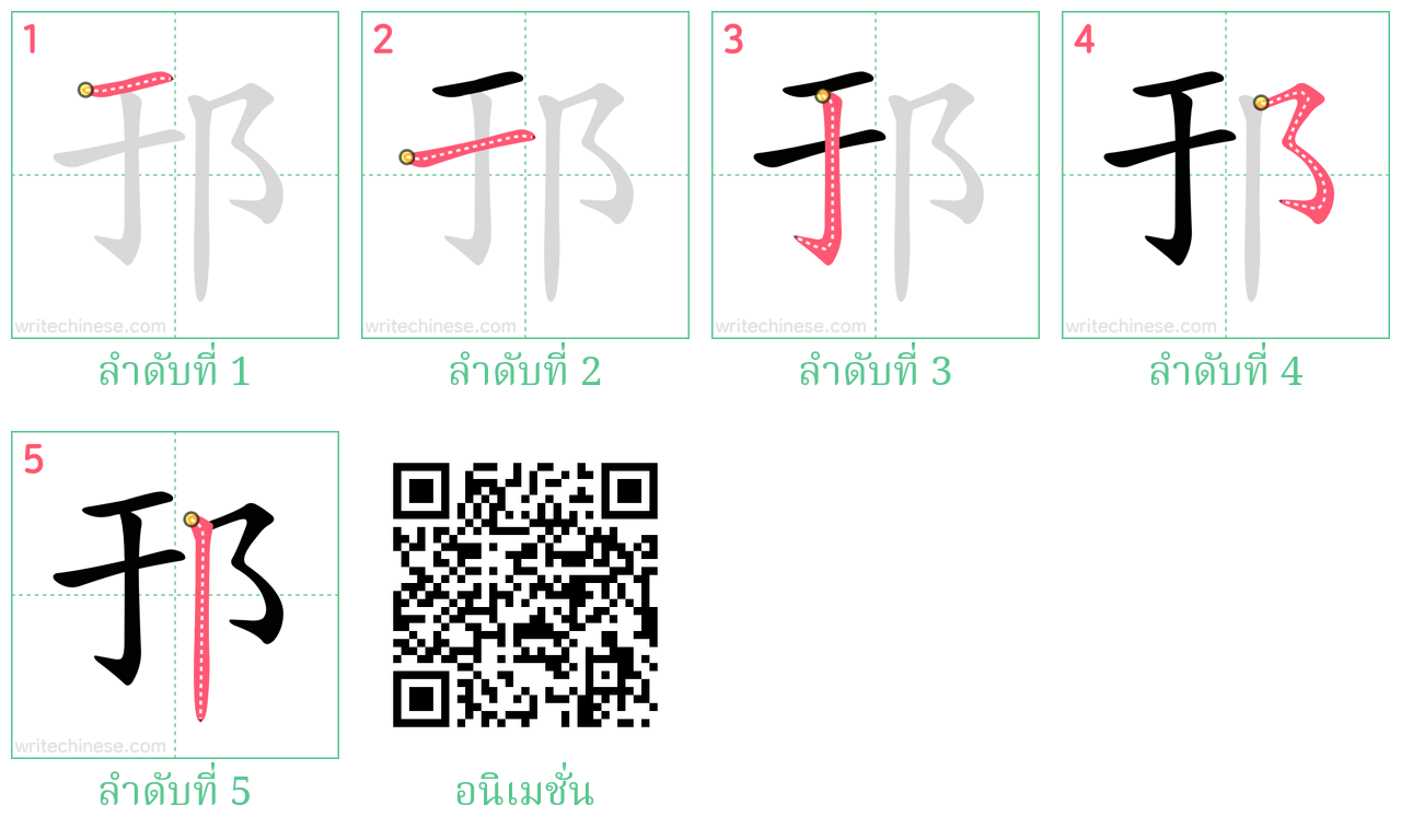 邘 ลำดับการเขียน