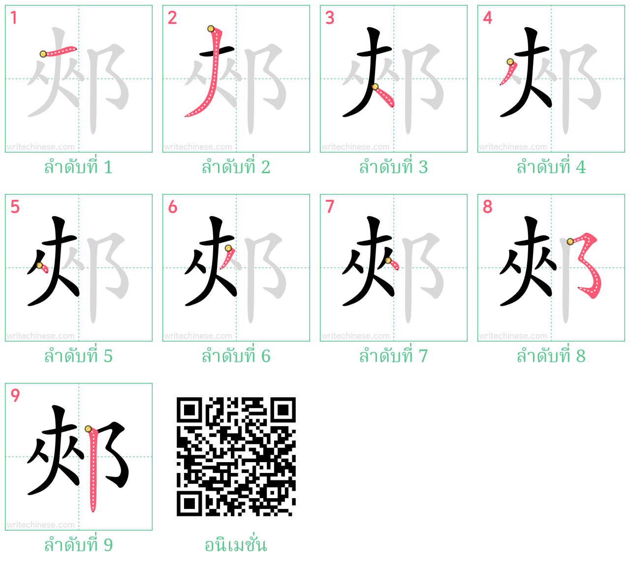 郟 ลำดับการเขียน