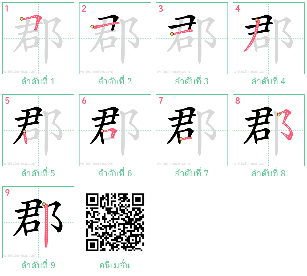 郡 ลำดับการเขียน