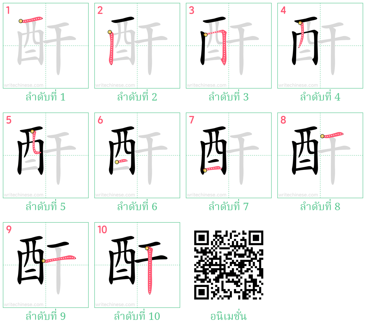 酐 ลำดับการเขียน