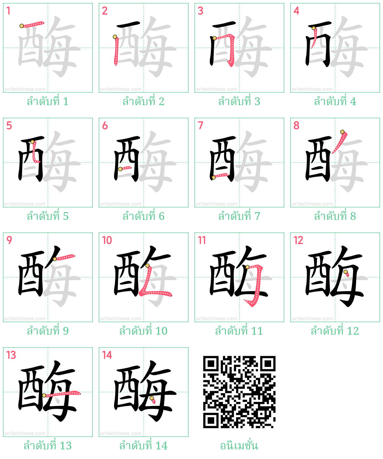 酶 ลำดับการเขียน