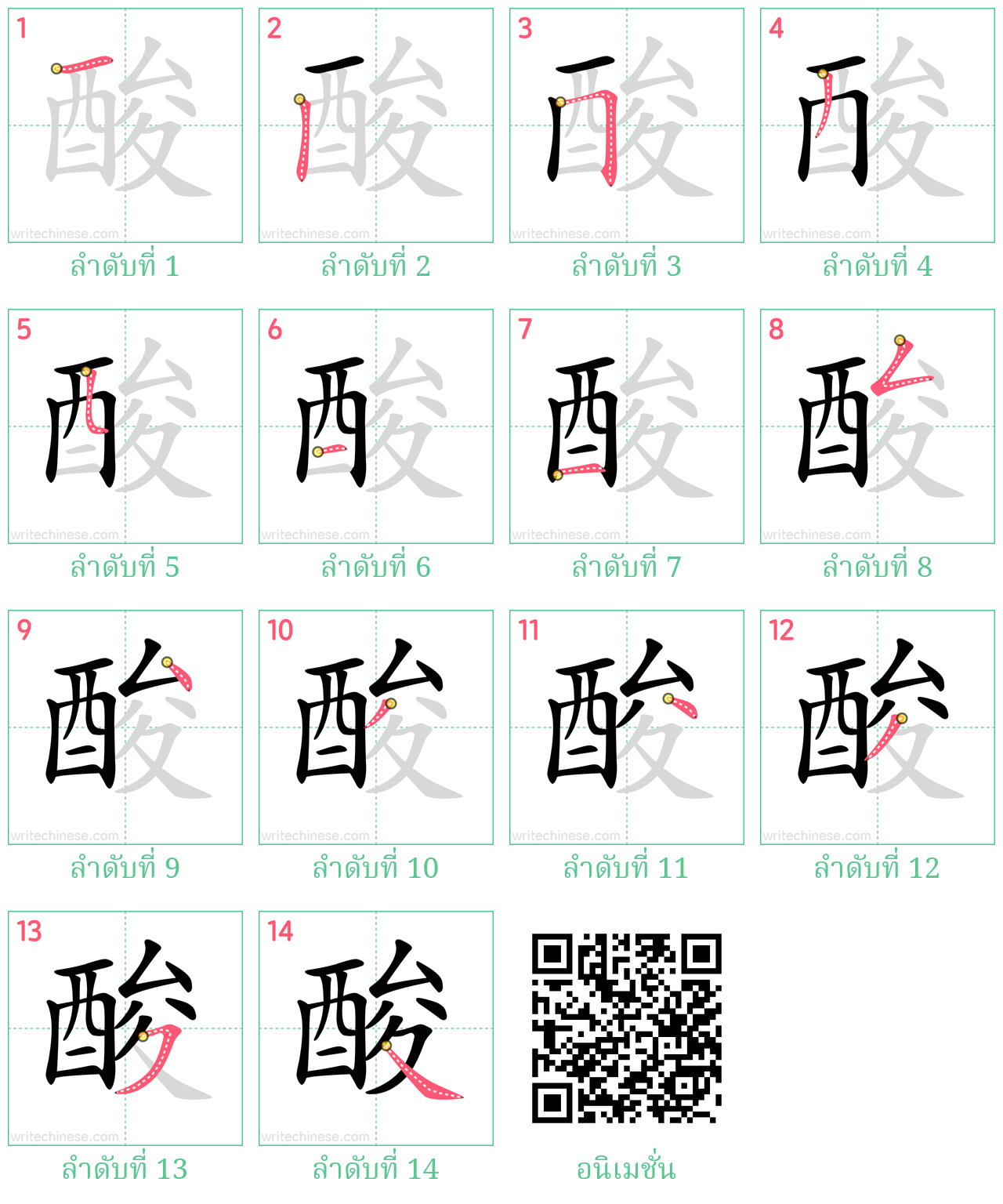 酸 ลำดับการเขียน