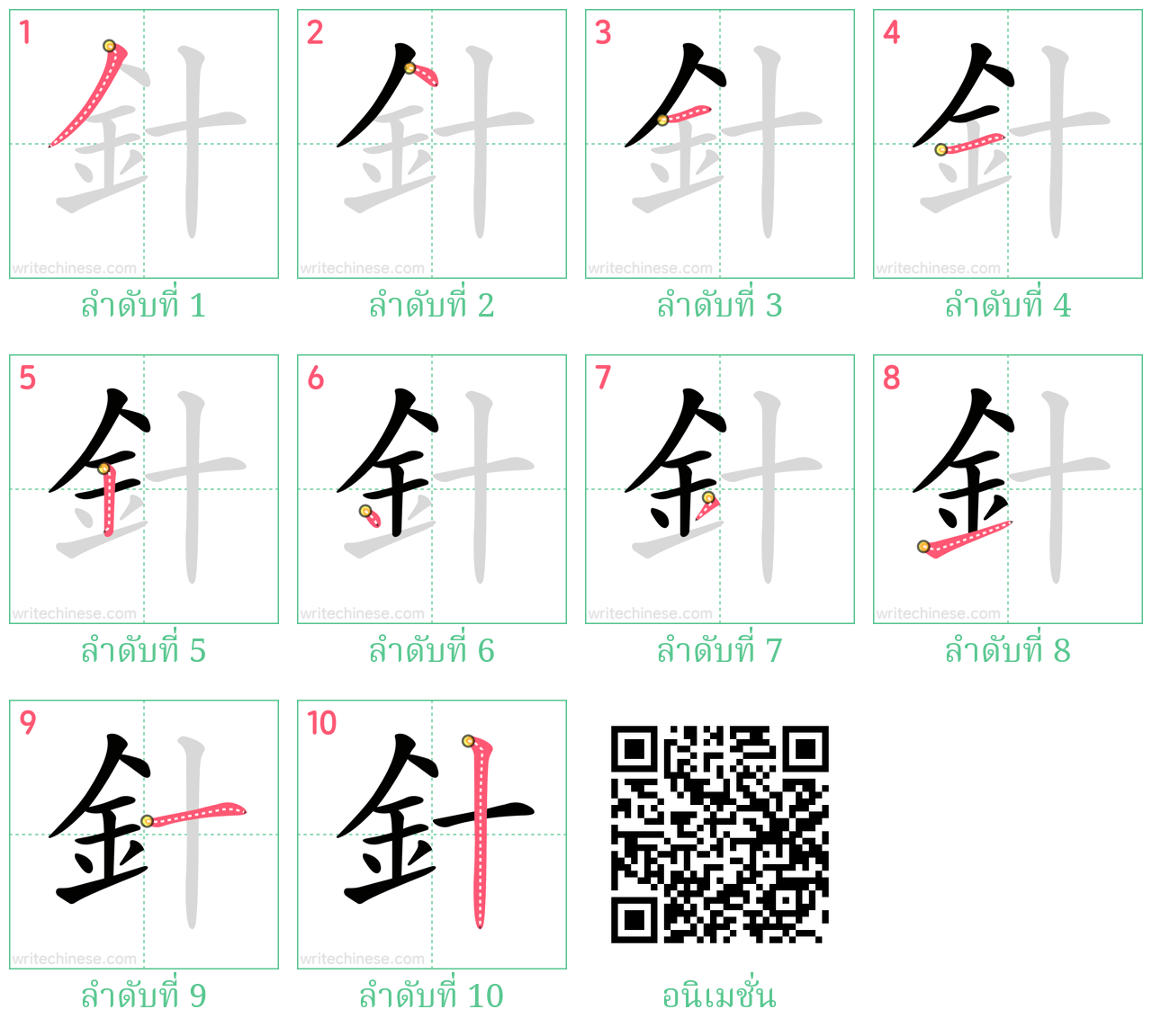 針 ลำดับการเขียน