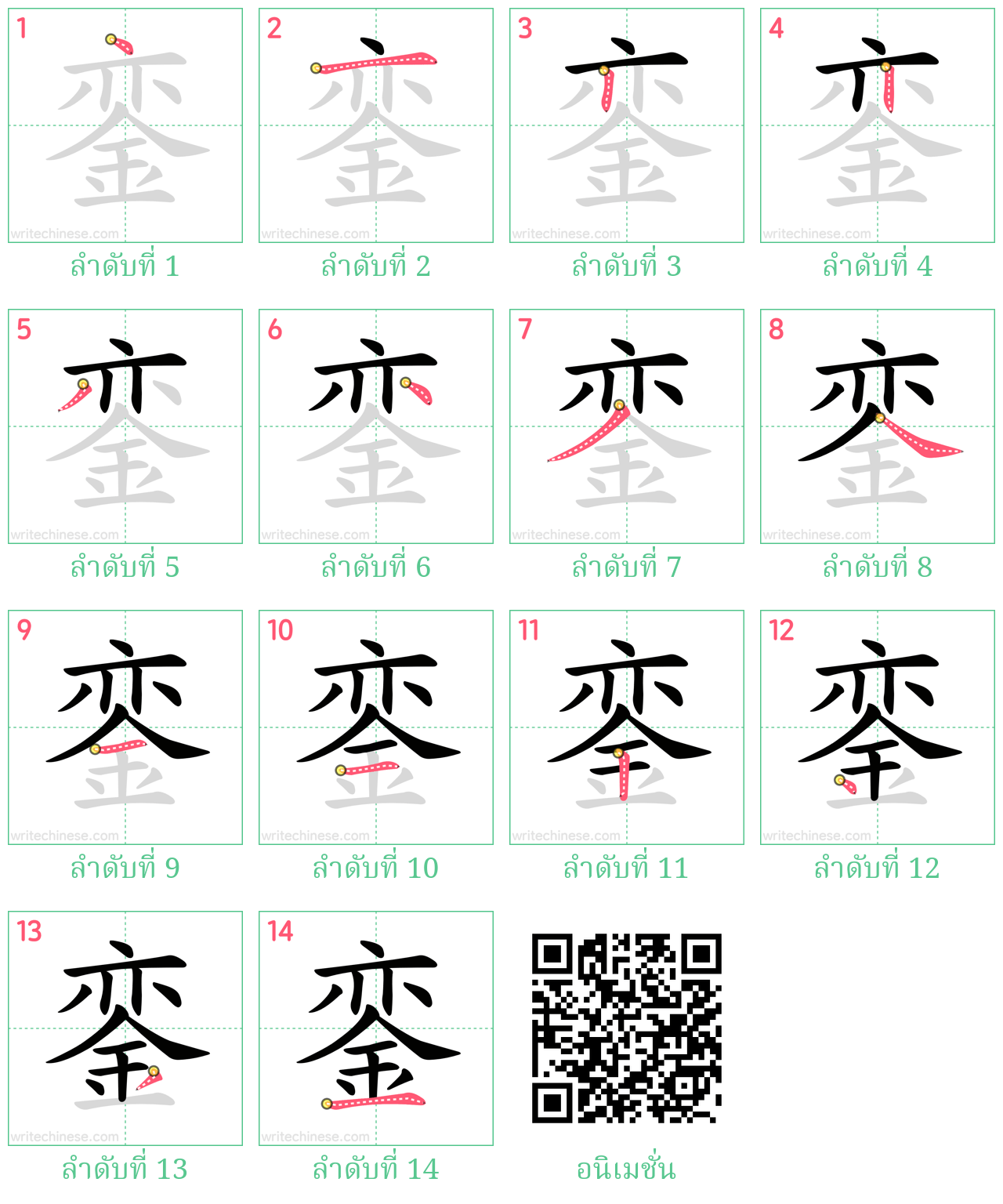 銮 ลำดับการเขียน