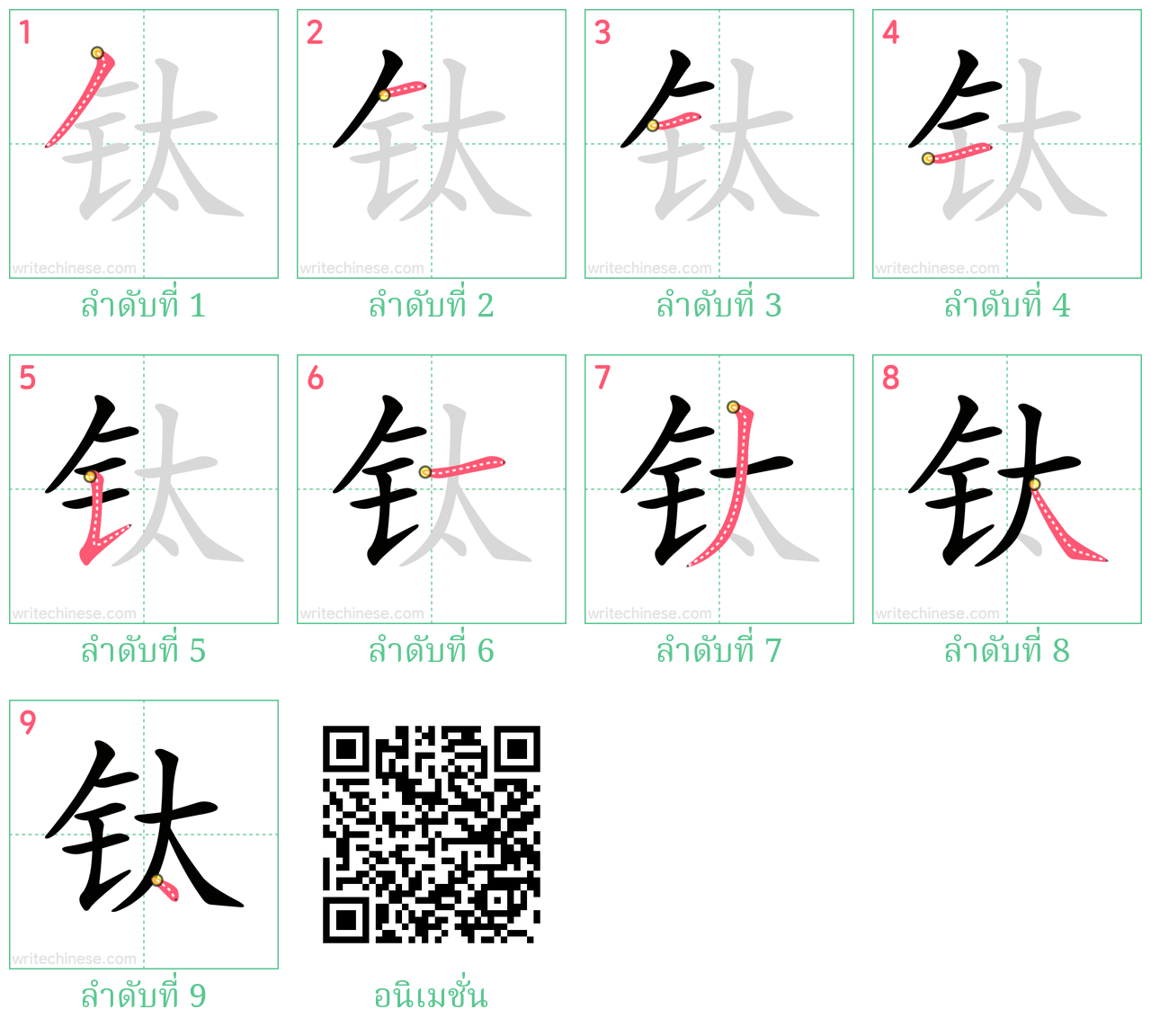 钛 ลำดับการเขียน