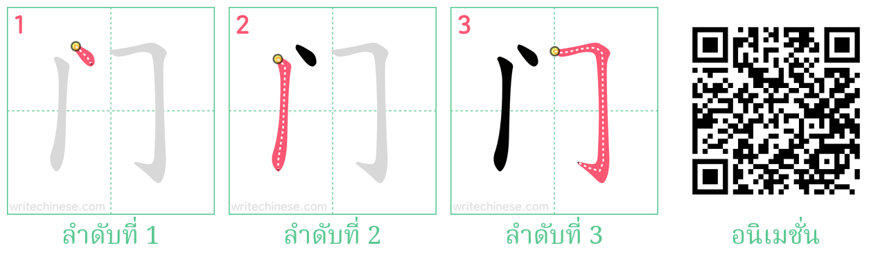 门 ลำดับการเขียน