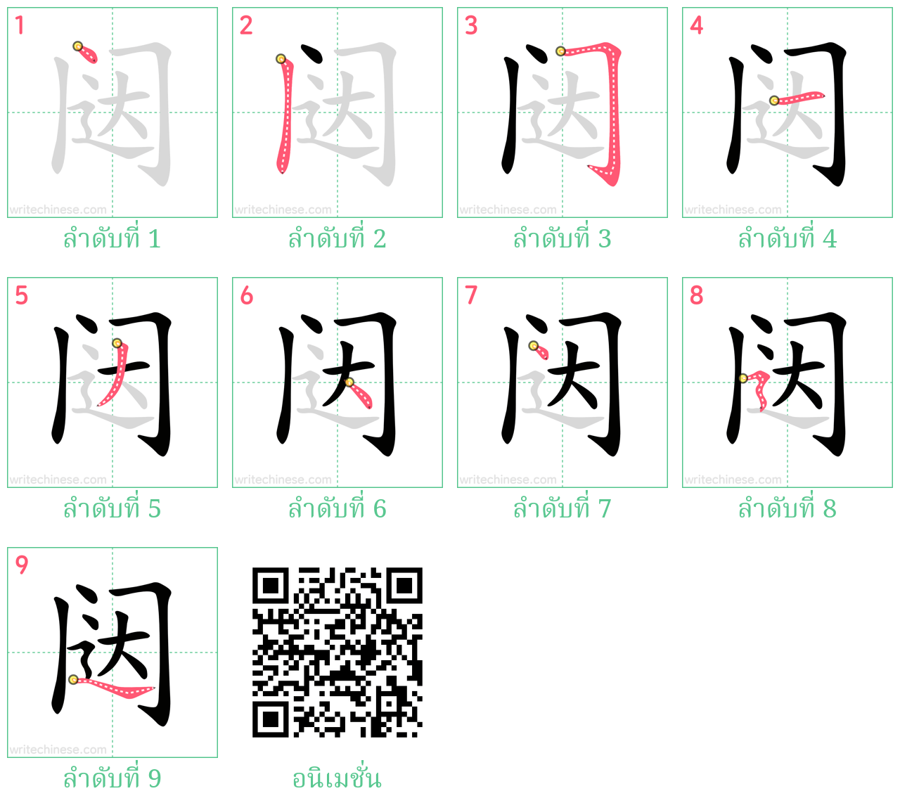 闼 ลำดับการเขียน