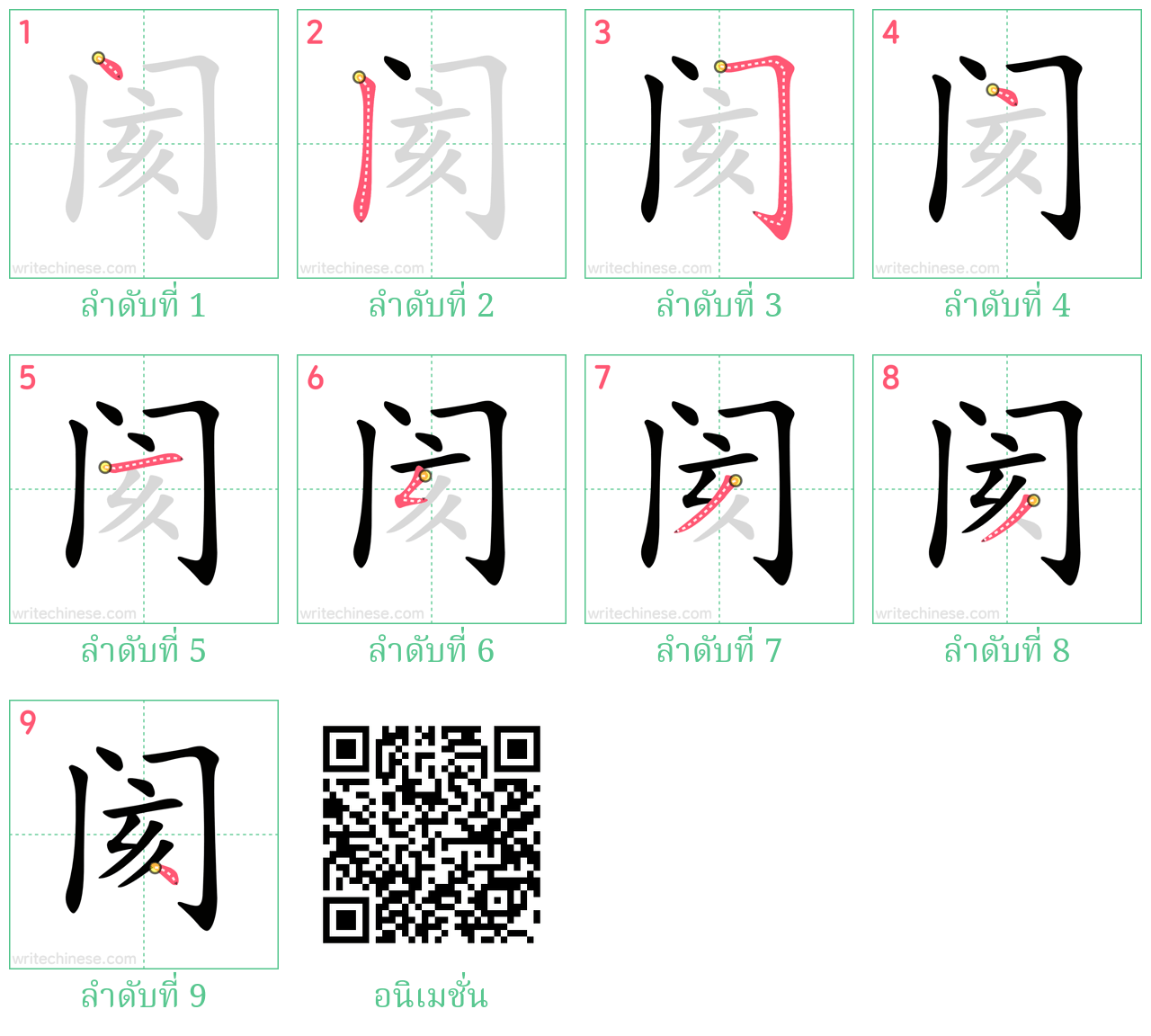 阂 ลำดับการเขียน