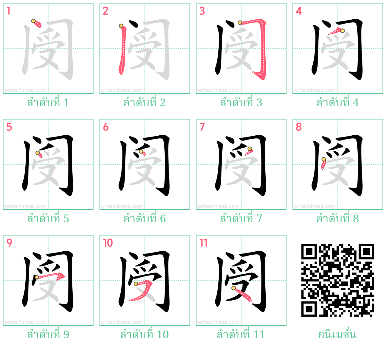 阌 ลำดับการเขียน