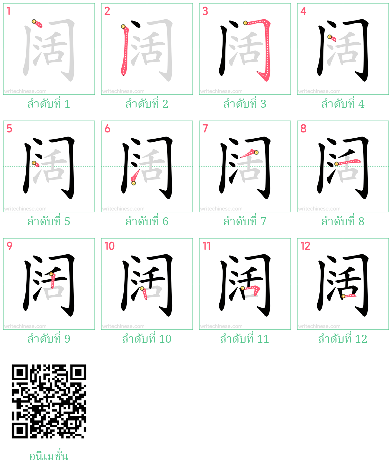 阔 ลำดับการเขียน