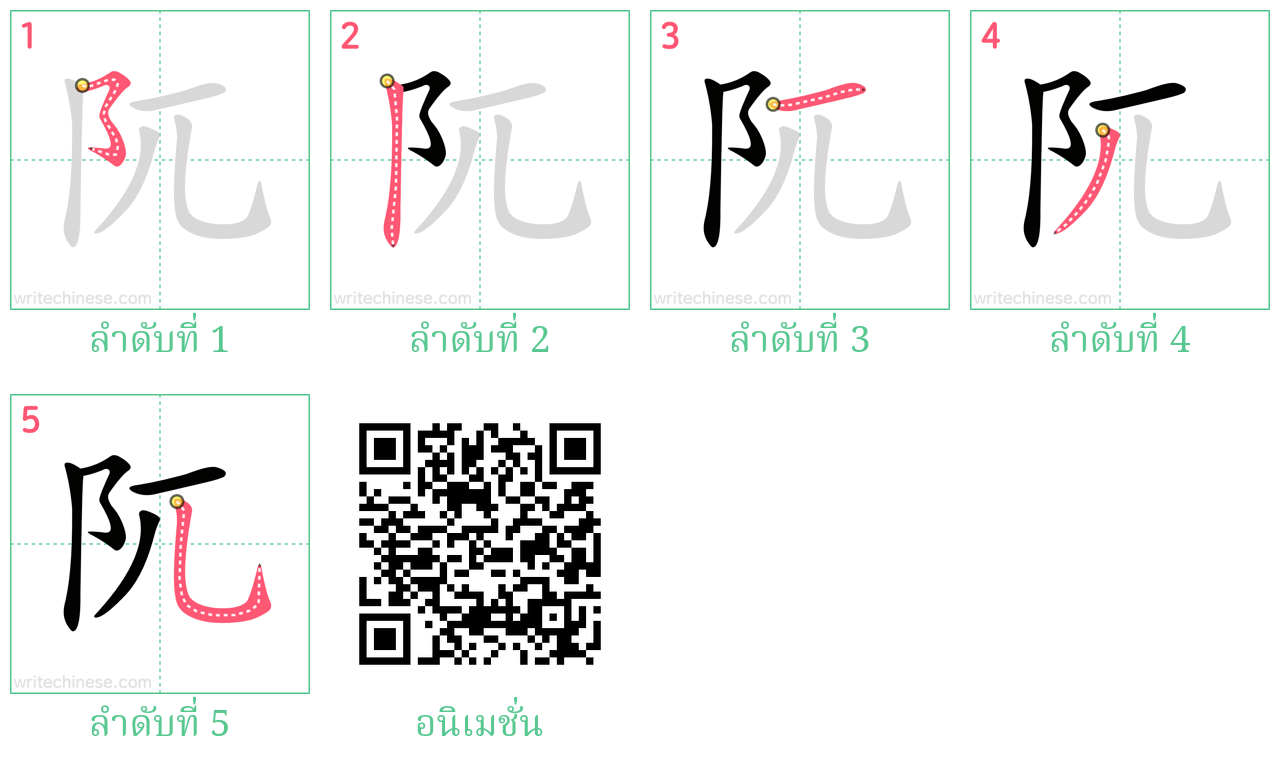 阢 ลำดับการเขียน