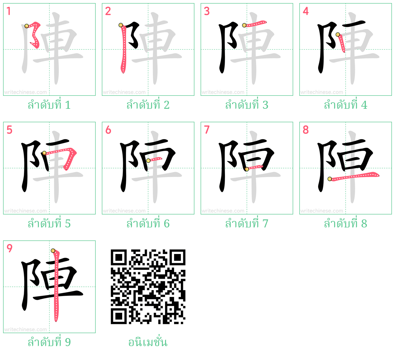 陣 ลำดับการเขียน