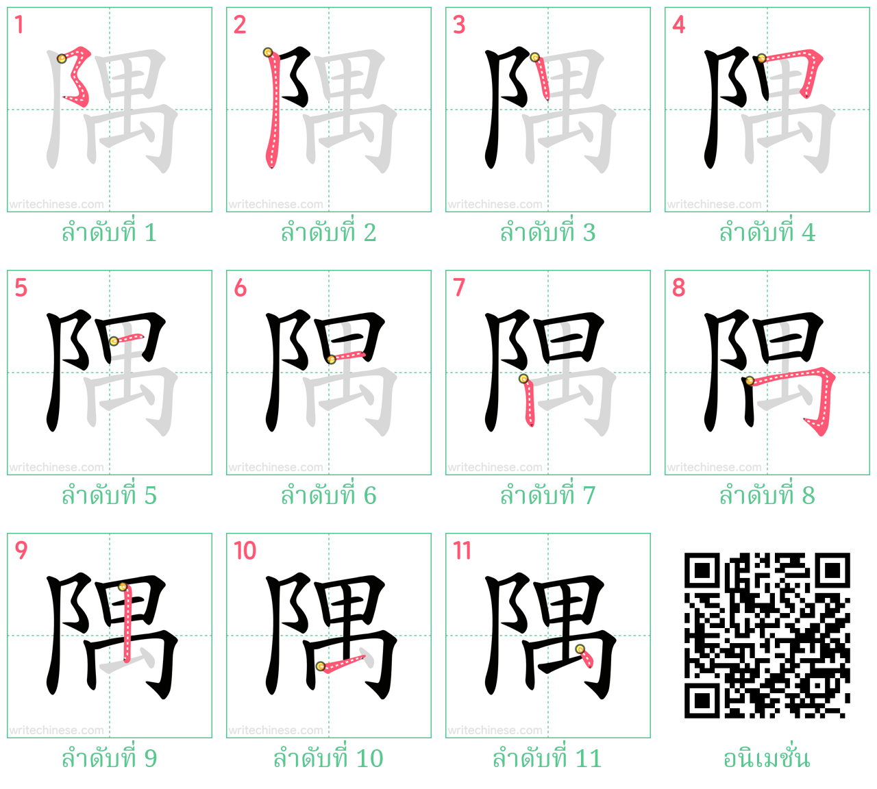 隅 ลำดับการเขียน